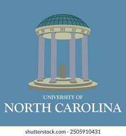 University of North carolina abstract building architecture illustration, college illustration with cool and creative decoration design, emblem of north carolina university, graphic icon