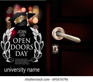 University Open Doors Day Invitation Card. Vector Illustration