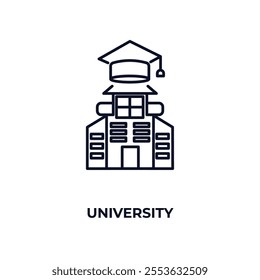 university outline icon. Linear vector from education concept. Thin line university icon isolated on white background