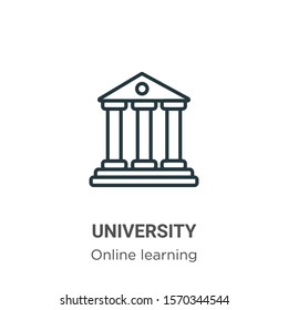University outline vector icon. Thin line black university icon, flat vector simple element illustration from editable education concept isolated on white background