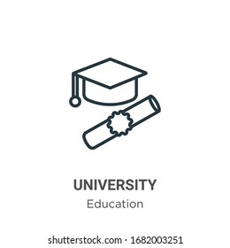 University outline vector icon. Thin line black university icon, flat vector simple element illustration from editable education concept isolated stroke on white background