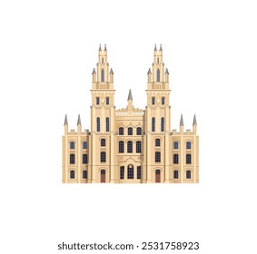 University of Oxford (United Kingdom). Old educational building on white background. Vector art illustration