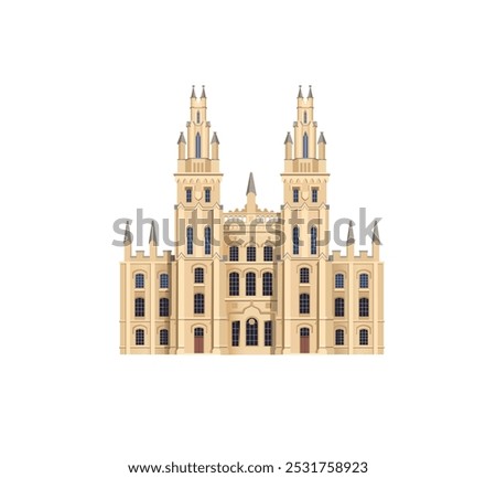 University of Oxford (United Kingdom). Old educational building on white background. Vector art illustration