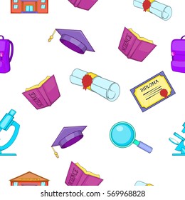 University pattern. Cartoon illustration of university vector pattern for web
