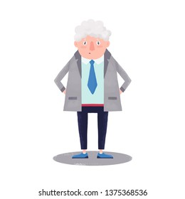 University professor. Vector illustration. Old man in costume isolated on white background. Cartoon character