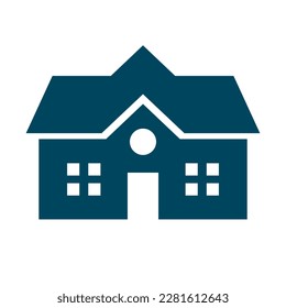 University school building silhouette icon. Vector.
