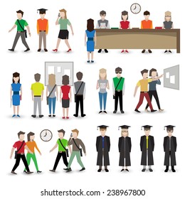 University school and college education students people avatars set vector illustration