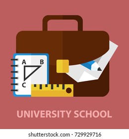University school flat concept. Vector illustration. Element template for design.