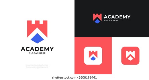 University school logo design inspiration. Abstract emblem with letter A logo template.