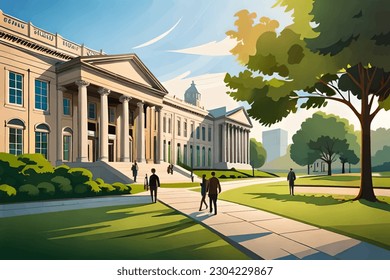 University, school. University vector flat illustration. Modern school.