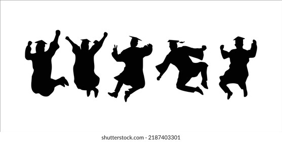 university student celebrate graduation silhouette. happy celebration.