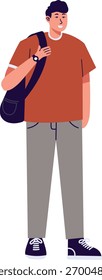 University Student Character with Cartoon Design. Vector Illustration