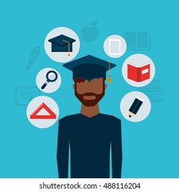 university student graduation icon vector illustration design