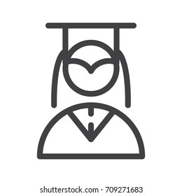 University student graduation line icon, outline vector sign, linear style pictogram isolated on white. Symbol, logo illustration. Editable stroke. Pixel perfect graphics
