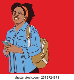 university student holding a mobile phone on campus