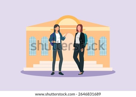 University student life Concept. Colored flat vector illustration isolated