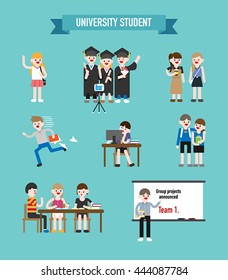 university student vector illustration