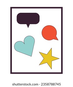 University student whiteboard flat line color isolated vector object. School equipment with notes. Editable clip art image on white background. Simple outline cartoon spot illustration for web design