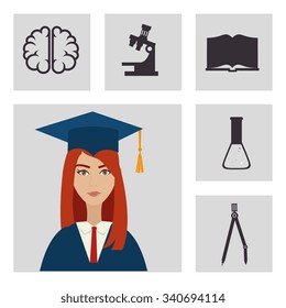 University students graduation graphic design, vector illustration eps10