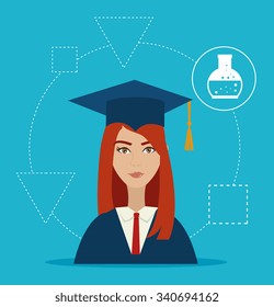 University students graduation graphic design, vector illustration eps10