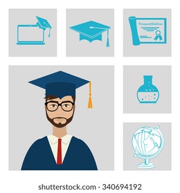 University students graduation graphic design, vector illustration eps10