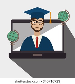 University students graduation graphic design, vector illustration eps10