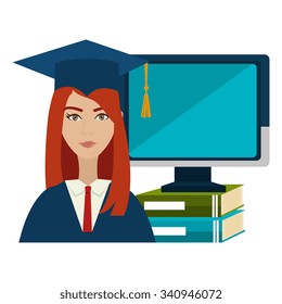 University students graduation graphic design, vector illustration eps10