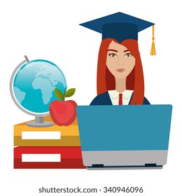 University students graduation graphic design, vector illustration eps10