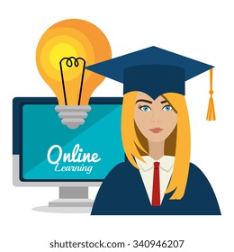 University students graduation graphic design, vector illustration eps10