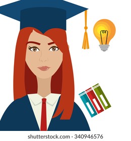 University students graduation graphic design, vector illustration eps10