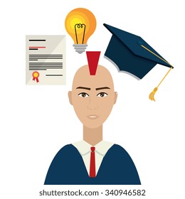 University students graduation graphic design, vector illustration eps10