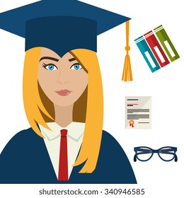 University students graduation graphic design, vector illustration eps10