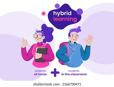 University Students Hybrid Learning Concept