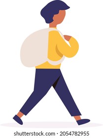 University students in love flat vector illustration. Teenage schoolboy and schoolgirl characters