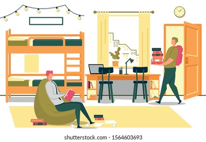 University Students Prepare for Exams in Dormitory