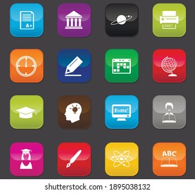 University symbol for web icons. Colored buttons on a dark background