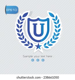 University symbol,sticker design,blue version,clean vector