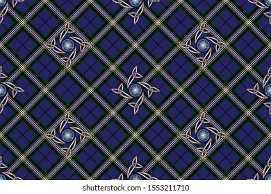University Tartan with patterns.  Seamless pattern for fabric, kilts, skirts, plaids, interior decoration. The basis is Glasgow University tartan