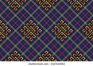 Universität Tartan mit Mustern.  Nahtlose Muster für Stoffe, Öfen, Röcke, Putz, Innendekoration.