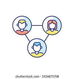 University team work color icon. Students. Thin line customizable illustration. Contour symbol. Vector isolated outline drawing.
