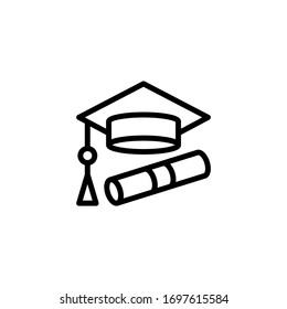University vector icon in linear, outline icon isolated on white background