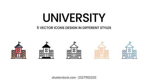 University vector icons set stock illustration