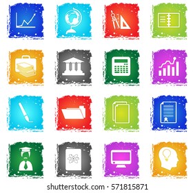 university vector web icons in grunge style for user interface design