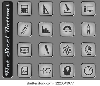 university vector web icons on the flat steel buttons