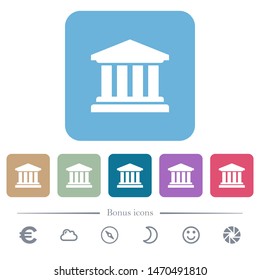 University white flat icons on color rounded square backgrounds. 6 bonus icons included