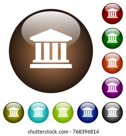 University white icons on round color glass buttons