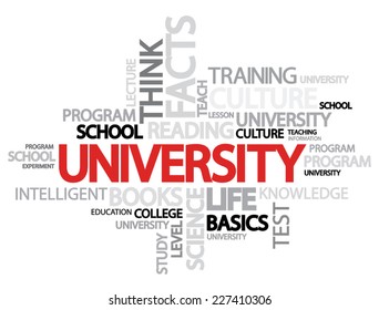 University Word Cloud Bubble Tags Tree Detailed Vector