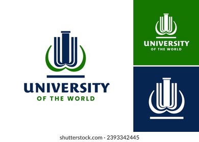 University of the World Logo represents a global educational institution. It's suitable for international educational organizations, online learning platforms, and multicultural academic programs.