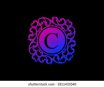 Uniwue C Letter Calligraphic Logo. Luxury C Swirl Logo Icon perfect for salon, yoga, restaurant, boutique and letter stamp.