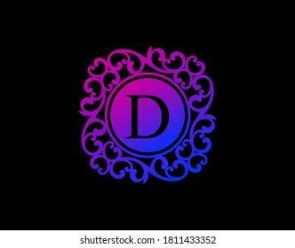 Uniwue D Letter Calligraphic Logo. Luxury D Swirl Logo Icon perfect for salon, yoga, restaurant, boutique and letter stamp.